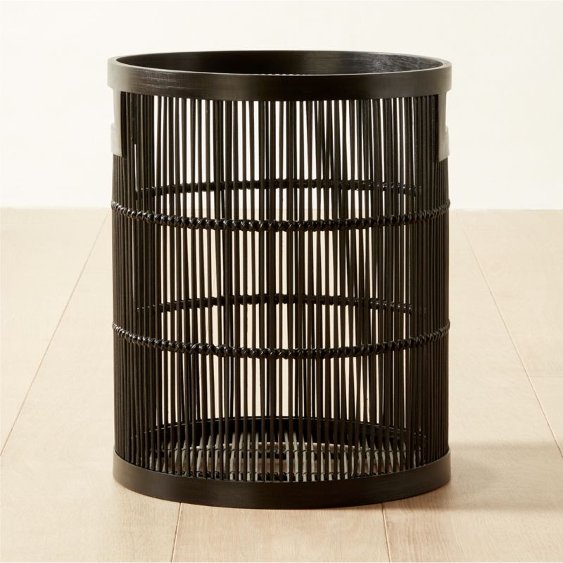 View Ronan Black Bamboo Storage Basket Small details