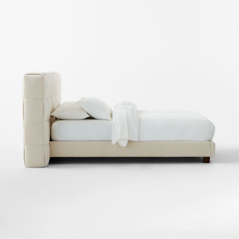 Rorke Modern Ivory White Upholstered King Bed + Reviews | CB2