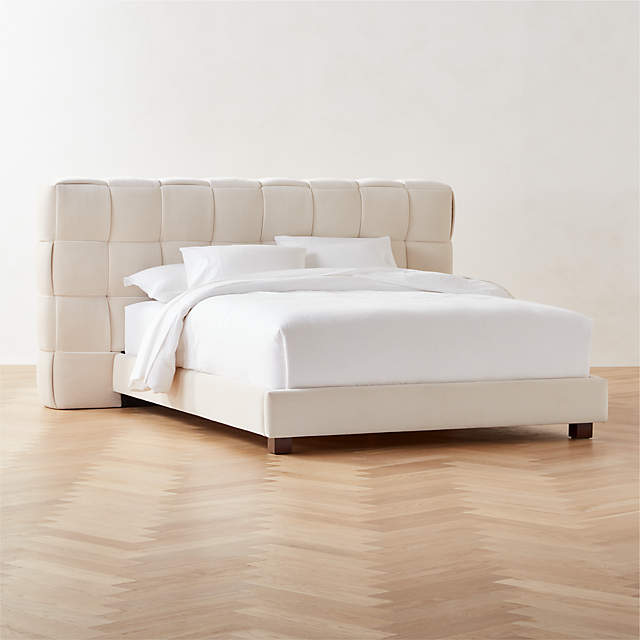 Ivory upholstered shop queen bed