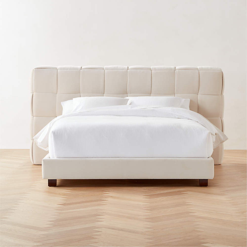 Ivory tufted sales king bed