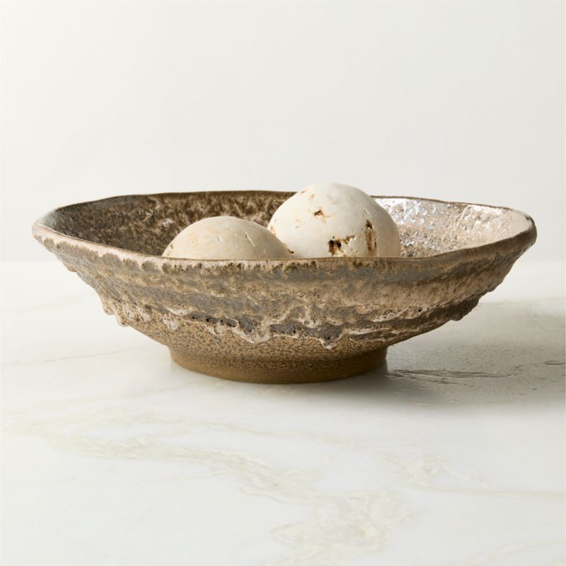View Rosalia Brown Ceramic Decorative Bowl with Reactive Glaze details