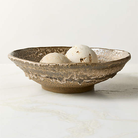 Rosalia Brown Ceramic Decorative Bowl with Reactive Glaze