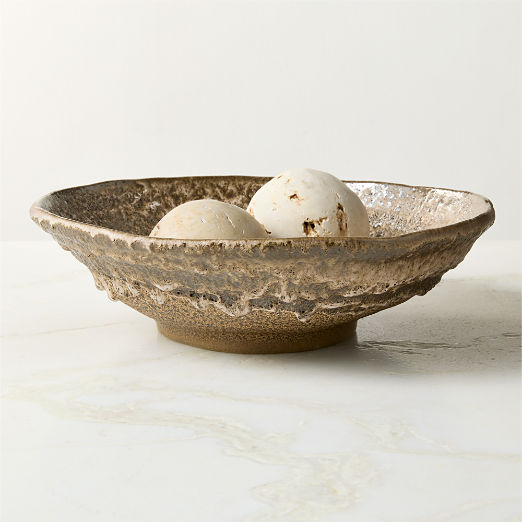 Rosalia Brown Ceramic Decorative Bowl with Reactive Glaze