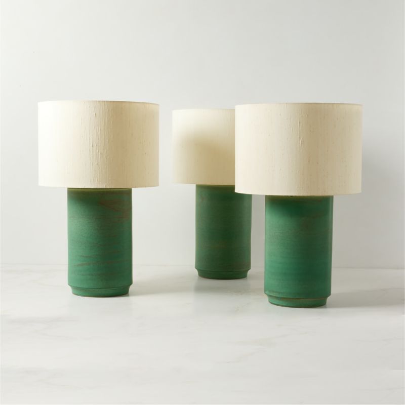 Rosalind Large Green Ceramic Reactive Glaze Table Lamp with Silk Shade - image 3 of 6