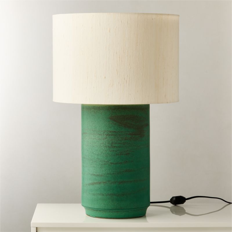 Rosalind Large Green Ceramic Reactive Glaze Table Lamp with Silk Shade - image 0 of 6