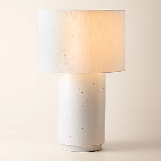 Rosalind Large White Ceramic Reactive Glaze Table Lamp with Silk Shade