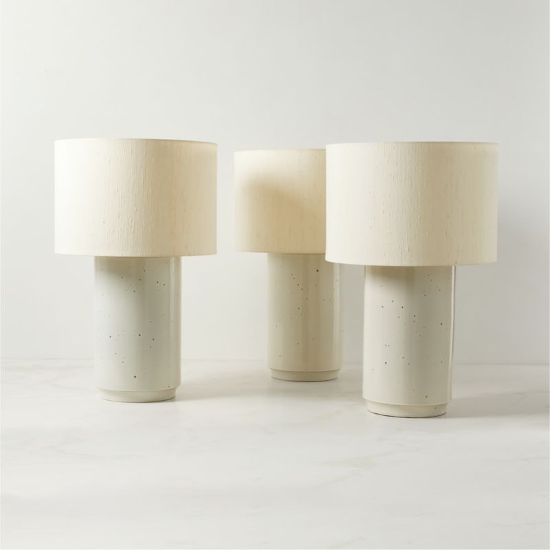 Rosalind Large White Ceramic Reactive Glaze Table Lamp with Silk Shade - image 4 of 7