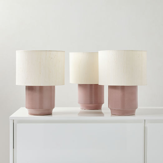 Rosalind Small Dusty Rose Ceramic Reactive Glaze Table Lamp with Silk Shade