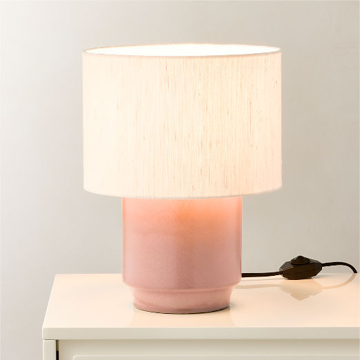 Rosalind Small Dusty Rose Ceramic Reactive Glaze Table Lamp with Silk Shade