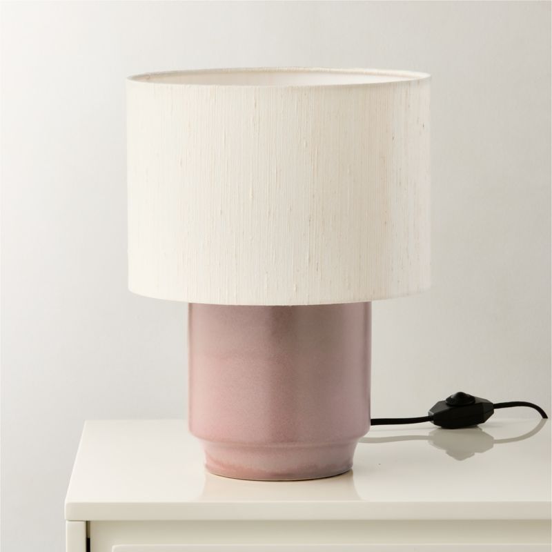 Rosalind Small Dusty Rose Ceramic Reactive Glaze Table Lamp with Silk Shade - image 2 of 6