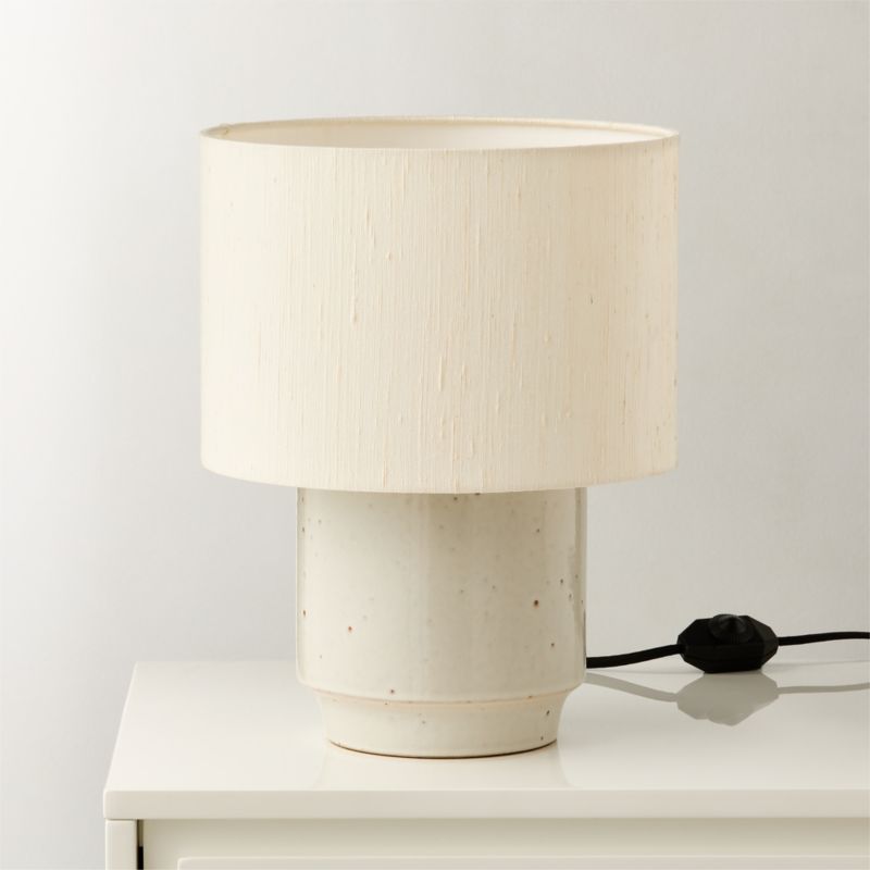 Rosalind Small White Ceramic Reactive Glaze Table Lamp with Silk Shade - image 2 of 7