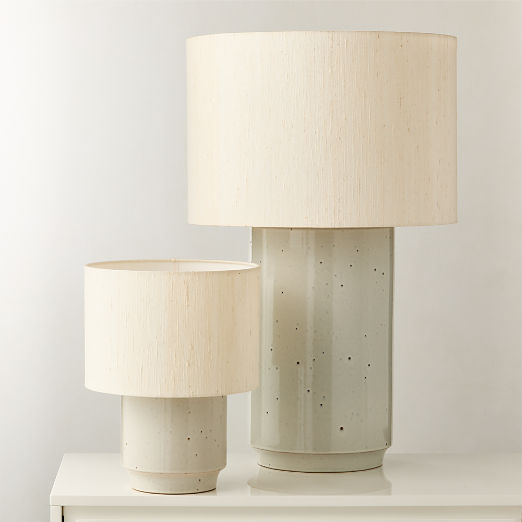 Rosalind Large White Ceramic Reactive Glaze Table Lamp with Silk Shade