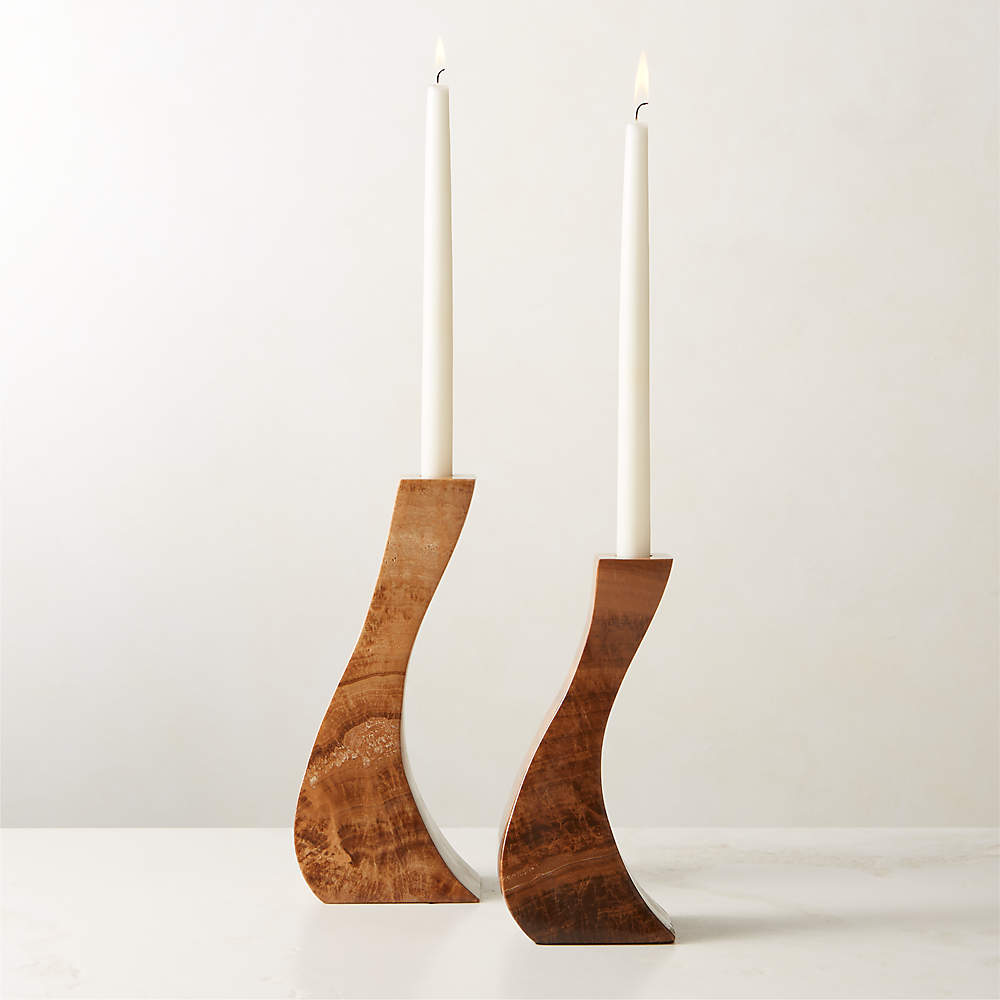 Rosaria Brown Marble Taper Candle Holder Large + Reviews