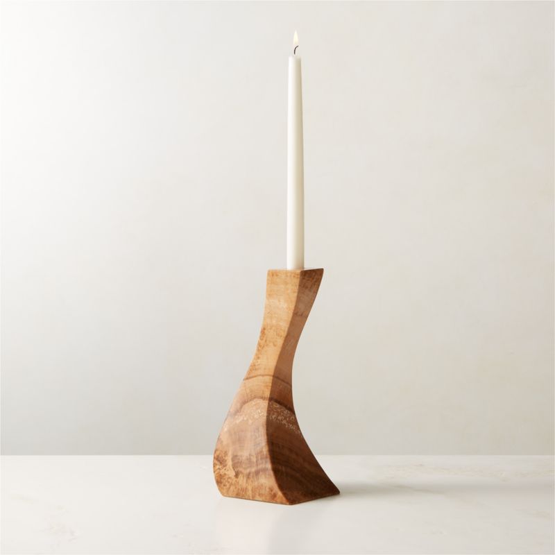 Viewing product image Rosaria Brown Marble Taper Candle Holder Large - image 1 of 7