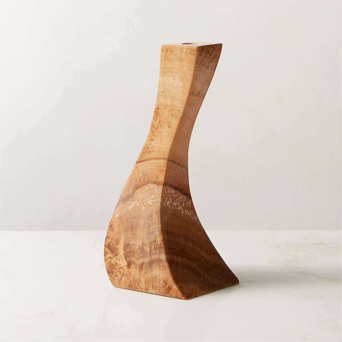 Rosaria Brown Marble Taper Candle Holder Large