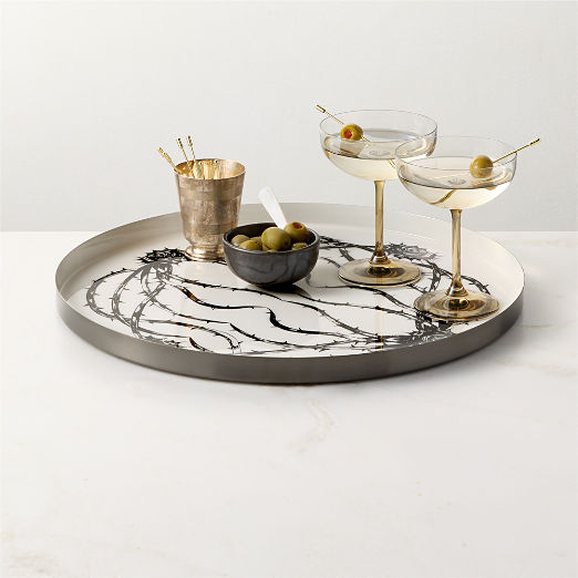 Rose & Thorn Enamel Serving Tray