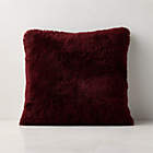 Roslin Burgundy Shearling Throw Pillow with Down-Alternative Insert 18"