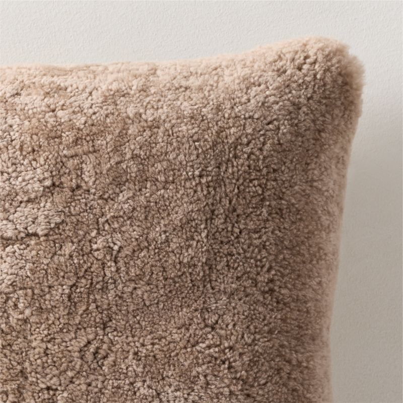 Roslin Camel Shearling Throw Pillow With Down-Alternative Insert 18"x18" - image 1 of 5
