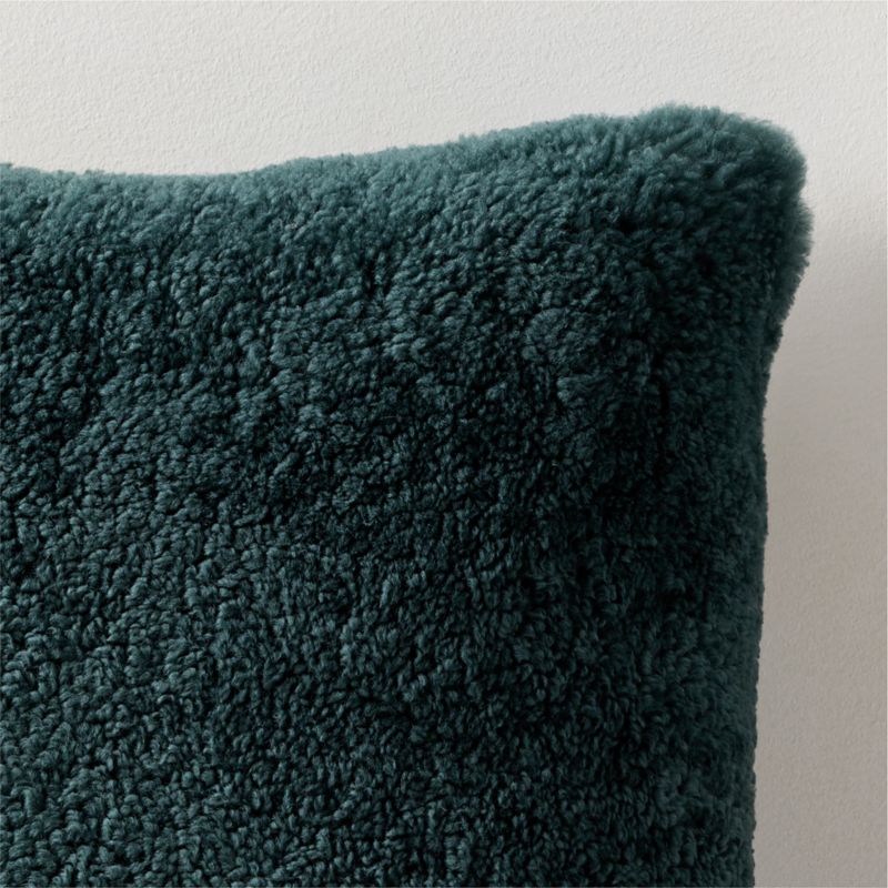 Roslin Green Shearling Throw Pillow With Down-Alternative Insert 18"x18" - image 1 of 5