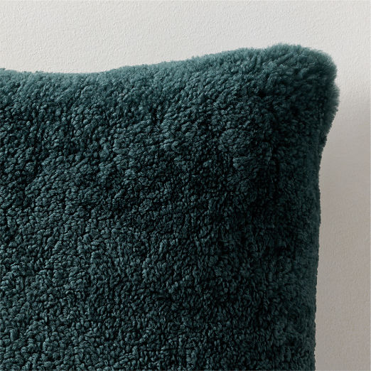 Roslin Green Shearling Throw Pillow 18"x18"