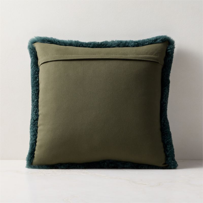 Roslin Green Shearling Throw Pillow With Down-Alternative Insert 18"x18" - image 2 of 5