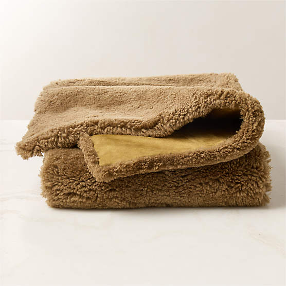 Roslin Smoked Amber Shearling Throw Blanket 35"x70'