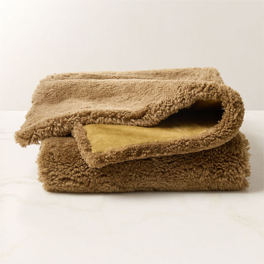 Roslin Smoked Amber Shearling Throw Blanket 35"x70'