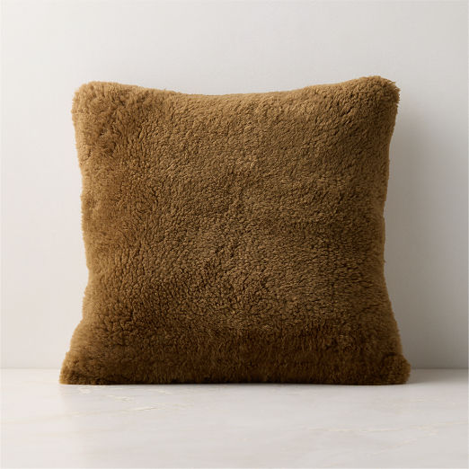 Roslin Smoked Amber Shearling Throw Pillow 18"