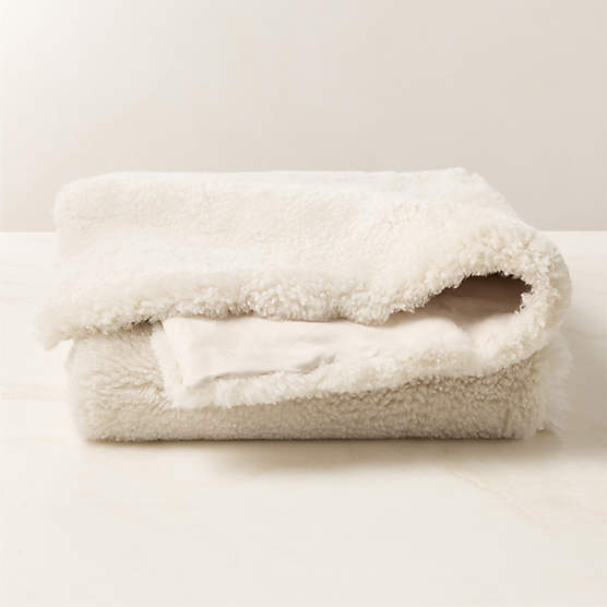 Roslin Warm White Shearling Throw Blanket 35"x70'