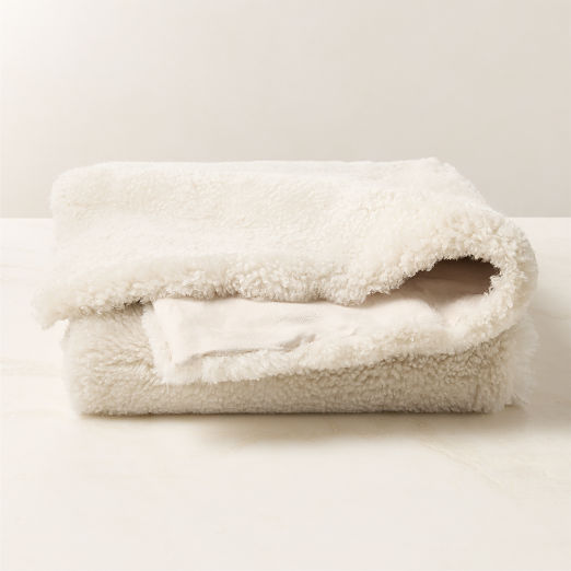 Roslin Warm White Shearling Throw Blanket 35"x70'