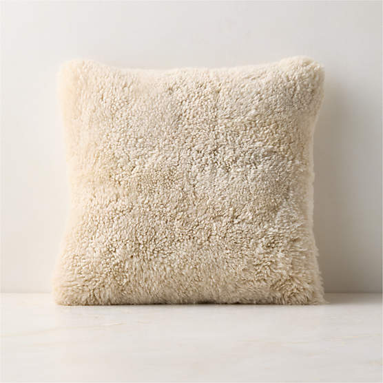 Roslin Warm White Shearling Throw Pillow Cover 18"