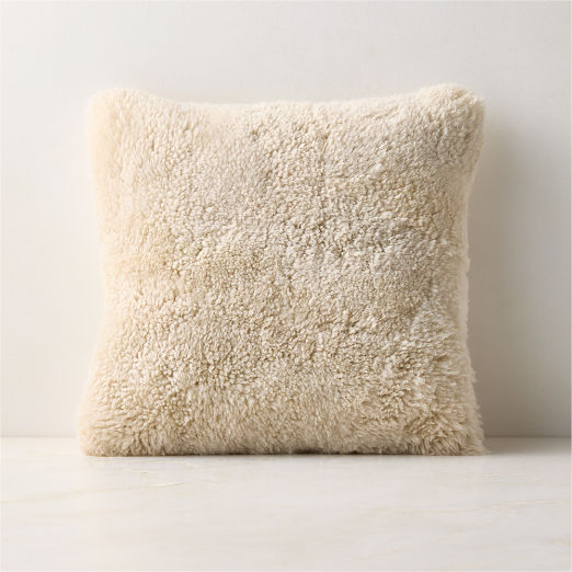 Roslin Warm White Shearling Throw Pillow 18"