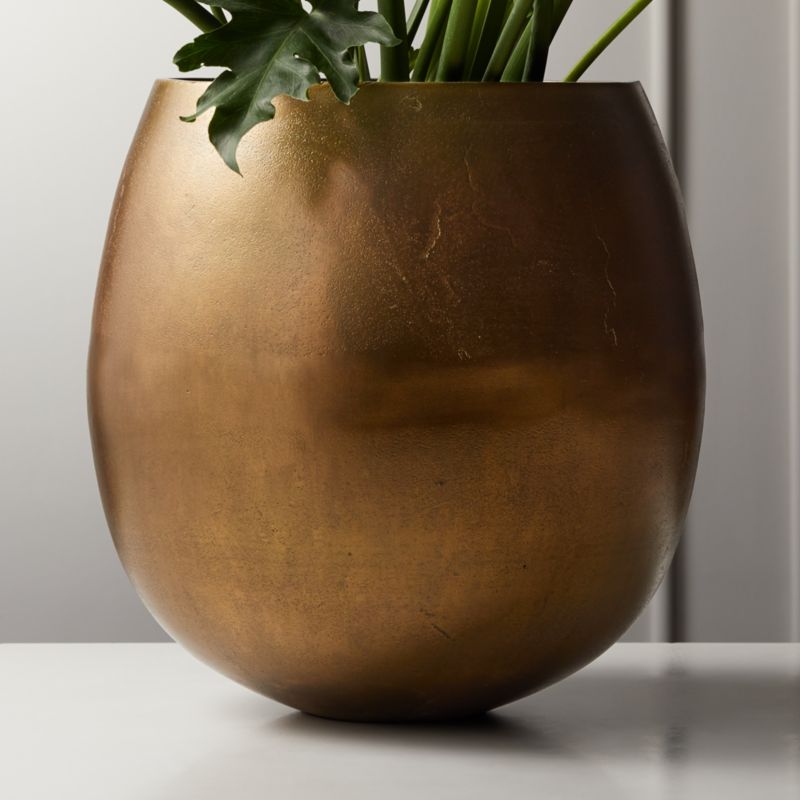 Rough Modern Brass Metal Indoor Planter Large + Reviews | CB2 Canada