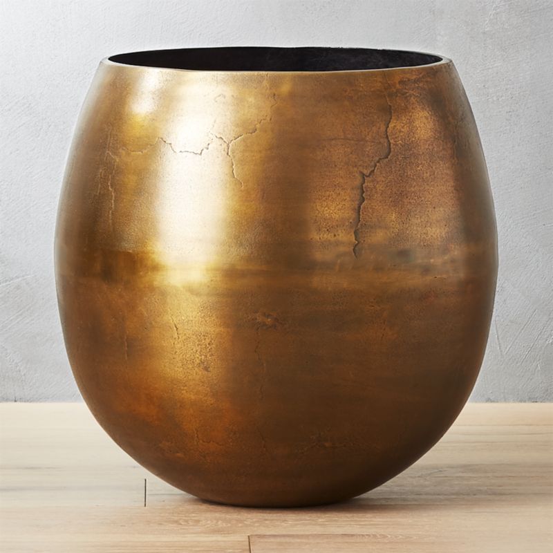 Rough Modern Brass Metal Indoor Planter Large + Reviews | CB2 Canada