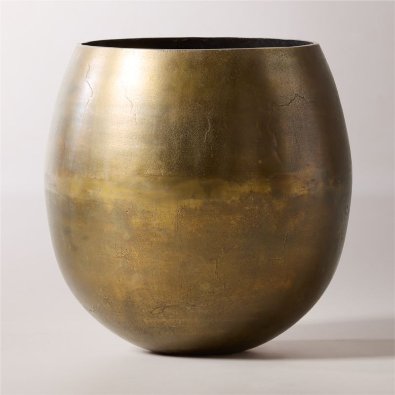 Rough Cast Brass Metal Indoor Planter Large - image 4 of 11