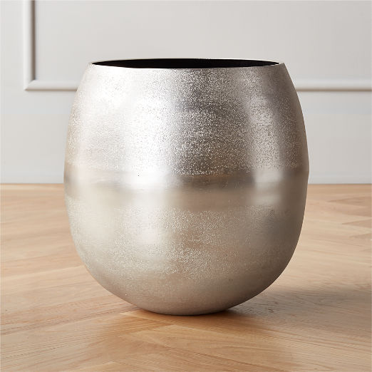 Rough Cast Platinum Metal Indoor Planter Small