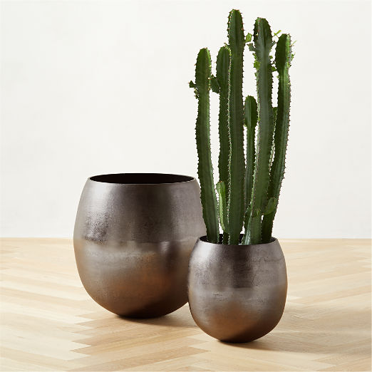 Rough Cast Black Aluminum Indoor Planters