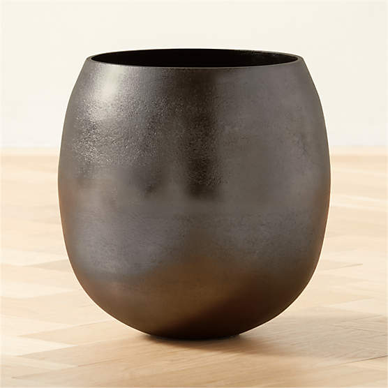 Rough Cast Black Aluminum Indoor Planter Small