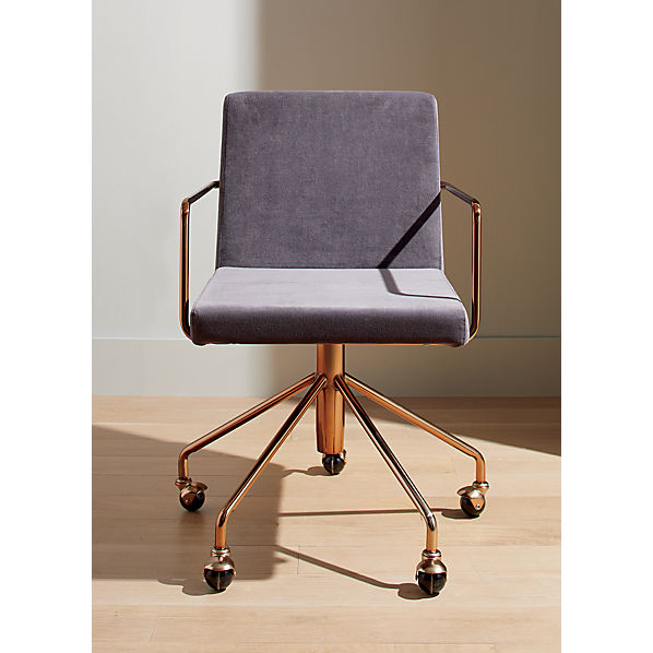 Rouka Grey Velvet Office Chair