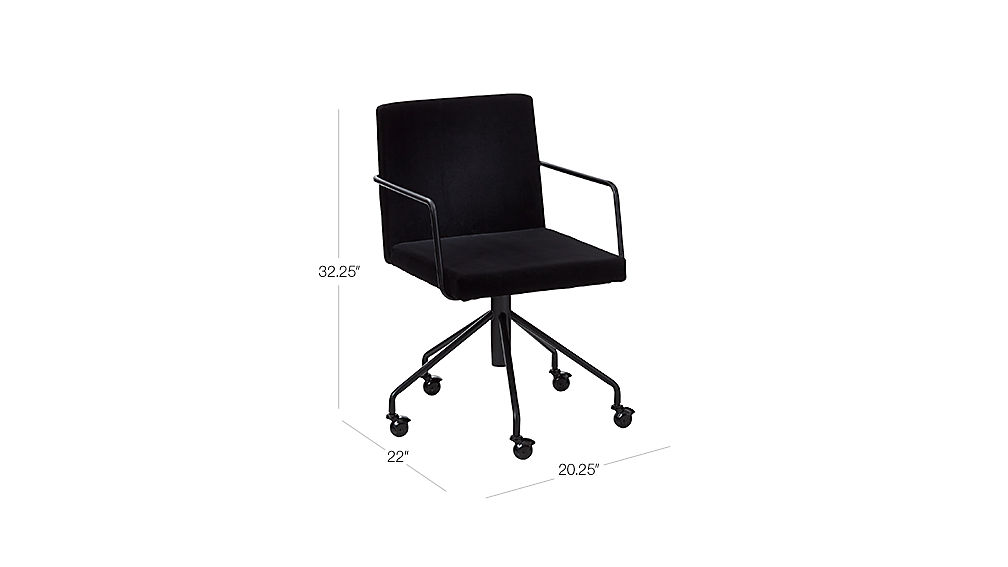 Rouka Black Velvet Office Chair