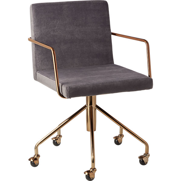 Rouka Grey Velvet Office Chair