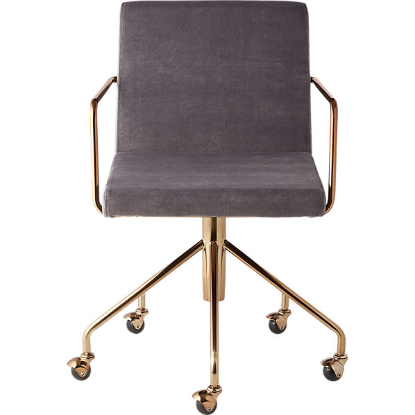 Rouka Grey Velvet Office Chair