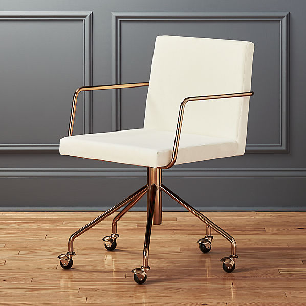 Rouka White Velvet Office Chair