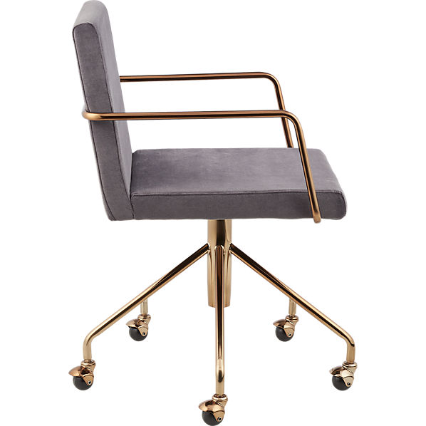 Rouka Grey Velvet Office Chair