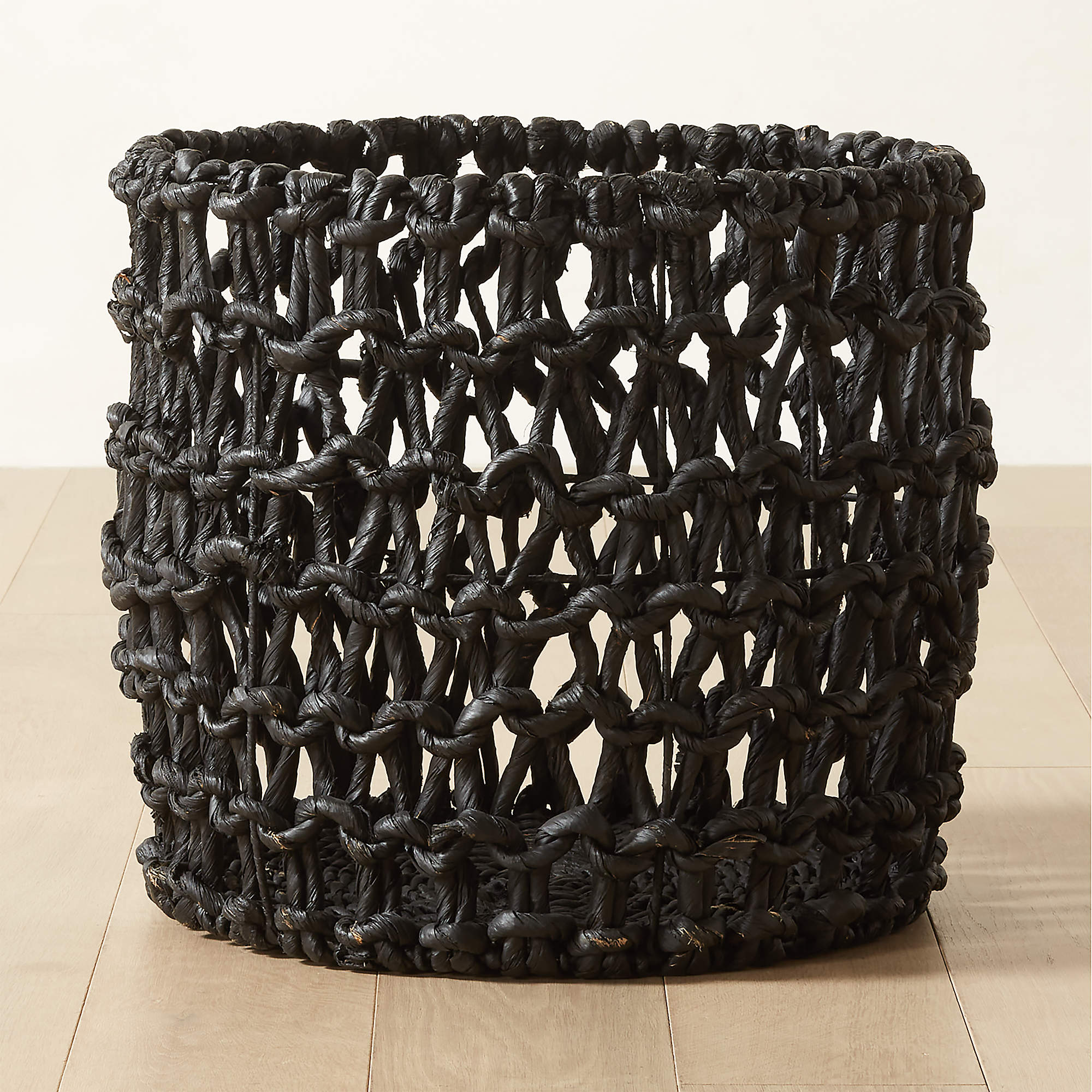 Kalum Woven Black Storage Basket Large CB2