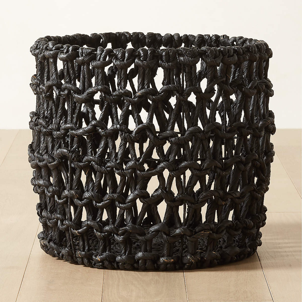 Kalum Woven Black Storage Basket Large + Reviews | CB2