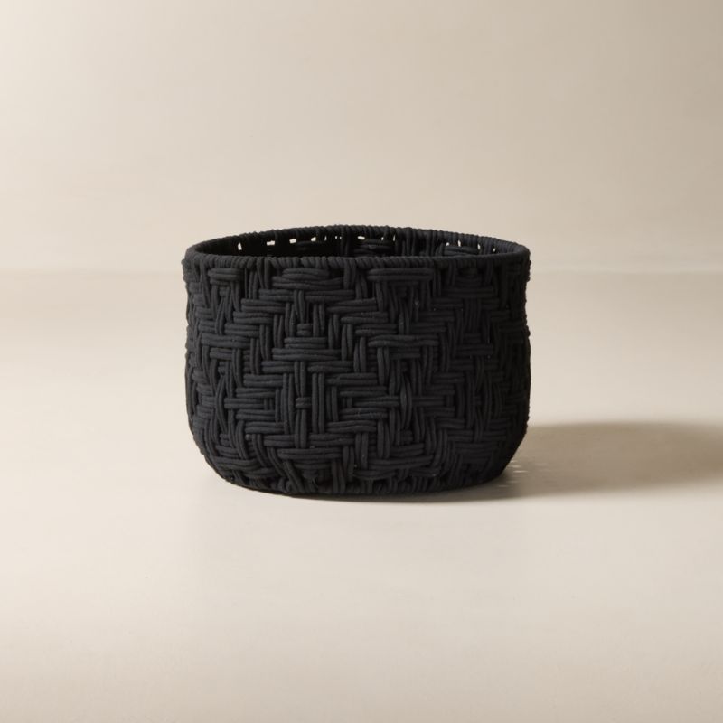 Rowen Handwoven Round Black Cotton Storage Basket Medium - image 0 of 4