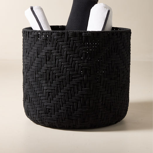Rowen Handwoven Round Black Cotton Storage Basket XL