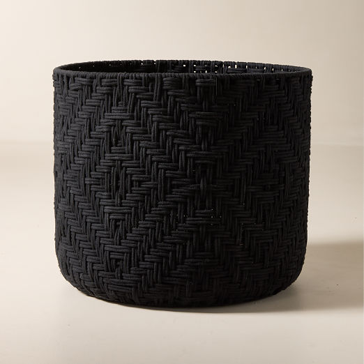 Rowen Handwoven Round Black Cotton Storage Basket XL