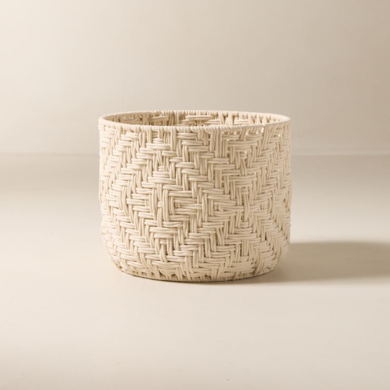 Rowen Handwoven Round White Cotton Storage Basket Large - image 0 of 4